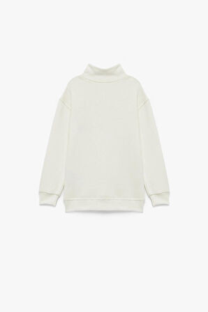 Koton Erkek Çocuk Pamuklu Dik Yaka Uzun Kollu Nakışlı Yarım Fermuarlı Sweatshirt