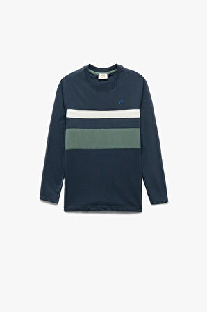 Koton Erkek Çocuk Pamuklu Yuvarlak Yaka Uzun Kollu Çizgili Sweatshirt