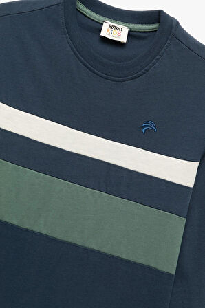 Koton Erkek Çocuk Pamuklu Yuvarlak Yaka Uzun Kollu Çizgili Sweatshirt