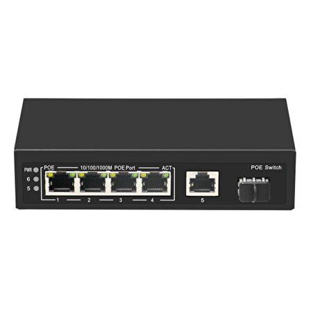 4 Port 10/100/1000 +1 Gigabit +1 Sfp Poe Switch