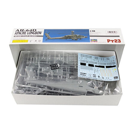 Hasegawa PT23 7223 1/48 Ölçek, AH-64D Apache Longbow, Askeri Helikopter Plastik Model Kiti