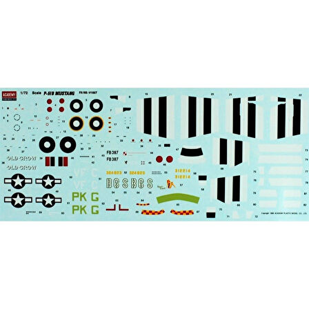 Academy 12464 1/72 Ölçek, P-51B Mustang Savaş Uçağı, Plastik Model kiti