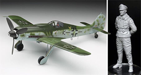 Hasegawa 8251 1/32 Ölçek, Focke-Wulf FW190D-9 Barkhorn ve Figürü, Savaş Uçağı (Limited Edition) Plastik Model Kiti