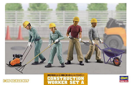 Hasegawa WM03 66003 1/35 Ölçek, İnşaat İşçileri Figürleri-A, Plastik Model Kiti