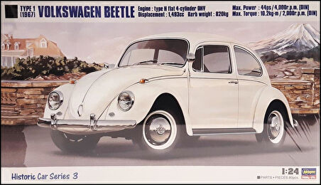 Hasegawa HC03 21203 1/24 Ölçek, Volkswagen Beetle 1967, Otomobil Plastik Model Kiti