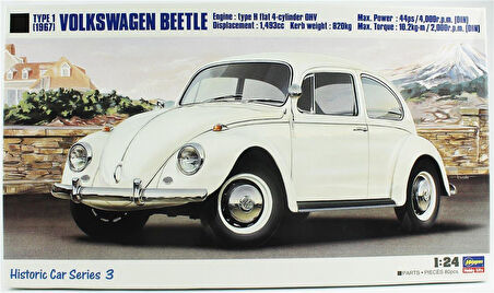 Hasegawa HC03 21203 1/24 Ölçek, Volkswagen Beetle 1967, Otomobil Plastik Model Kiti