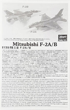 Hasegawa E15 1545 1/72 Ölçek, Mitsubishi F-2A/B, Savaş Uçağı Plastik Model Kiti