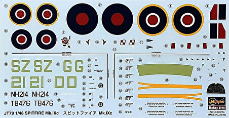 Hasegawa JT79 9079 1/48 Ölçek, Spitfire Mk.IXc, Savaş Uçağı Plastik Model Kiti