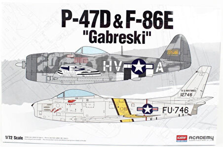 Academy 12530 1/72 Ölçek, P-47D & F-86E (Gabreski) LE Savaş Uçağı , Plastik Maket Seti