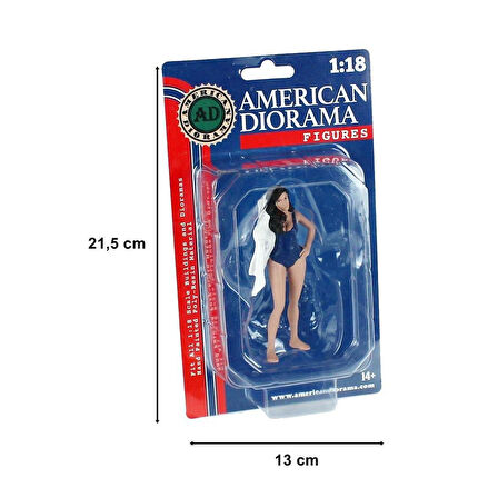 American Diorama AD76313 1/18 Ölçek, Plaj Kızı (Katy) Sergilemeye Hazır Plastik Figürü