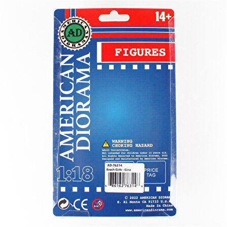 American Diorama AD76314 1/18 Ölçek, Plaj Kızı (Gina) Sergilemeye Hazır Plastik Figürü