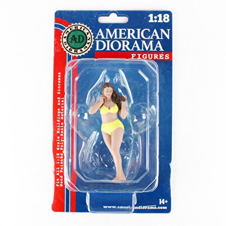 American Diorama AD76316 1/18 Ölçek, Plaj Kızı (Amy) Sergilemeye Hazır Plastik Figürü