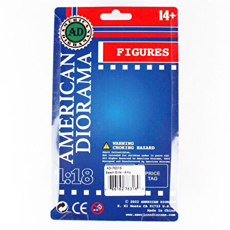 American Diorama AD76316 1/18 Ölçek, Plaj Kızı (Amy) Sergilemeye Hazır Plastik Figürü