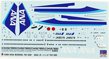 Hasegawa 6 10706 1/200 Ölçek, ANA B767-300, Yolcu Uçağı Plastik Model Kiti