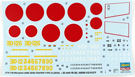 Hasegawa JT70 9070 1/48 Ölçek, MitsubishiI A6M5 Zero Fighter Type 52 (Zuhio), Yeni Kalıp, Savaş Uçağı Plastik Model Kiti