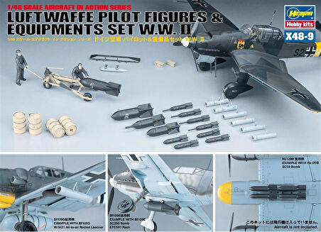 Hasegawa X48-9 36009 1/48 Ölçek, Luftwaffe Pilot Figürleri ve Ekipmanları WW II Plastik Model Kiti