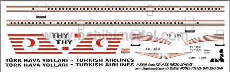 Babibi DAT01149 1/200 Ölçek, Thy, Airbus A310, Retro Şema, Dekal Çıkartma