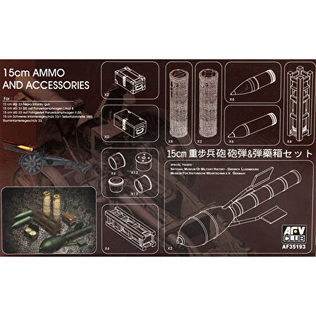 AFV Club AF35193 1/35 Ölçek, SIG33 15cm Mühimmat Ve Aksesuar Seti, Plastik Model kiti