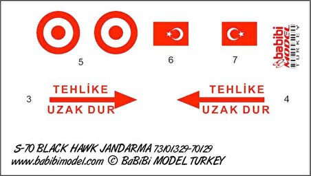 Babibi DBT01233 1/144 Ölçek, S-70, Jandarma 701329, Dekal Çıkartma