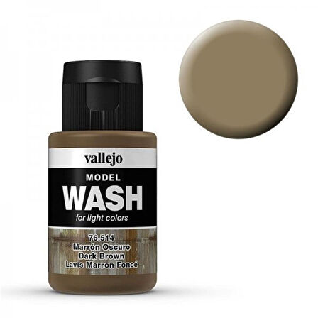 Vallejo 76514 35 ml. Dark Brown, Wash Serisi Model Boyası