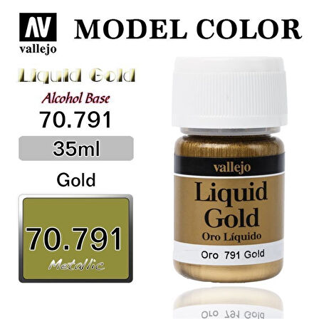 Vallejo 70791 35 ml. (212) Gold (Alcohol Based), Metal Pigmentli Alkol Bazlı Model Boyası