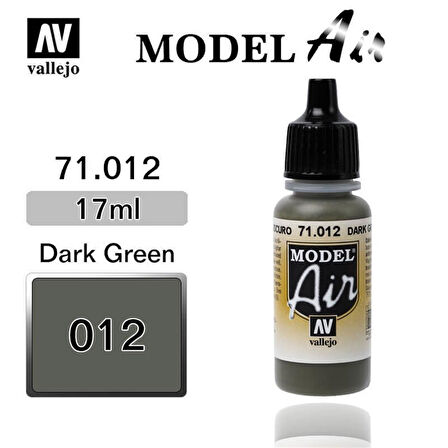 Vallejo 71012 18 ml. Dark Green, Model Air Serisi Model Boyası