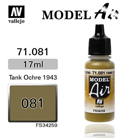 Vallejo 71081 18 ml. Ochre, Model Air Serisi Model Boyası