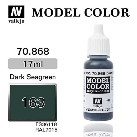 Vallejo 70868 18 ml. (163) Dark Seagreen-Matt, Model Color Serisi Model Boyası