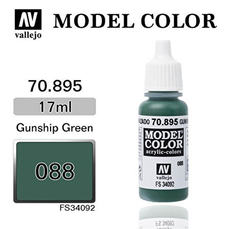 Vallejo 70895 18 ml. (88) Gunship Green-Matt, Model Color Serisi Model Boyası