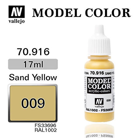 Vallejo 70916 18 ml. (9) Sand Yellow-Matt, Model Color Serisi Model Boyası