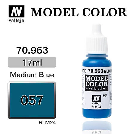 Vallejo 70963 18 ml. (57) Medium Blue-Matt, Model Color Serisi Model Boyası