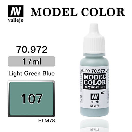 Vallejo 70972 18 ml. (107) Light Green Blue-Matt, Model Color Serisi Model Boyası