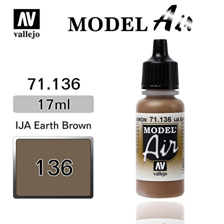 Vallejo 71136 18 ml. IJA Earth Brown, Model Air Serisi Model Boyası