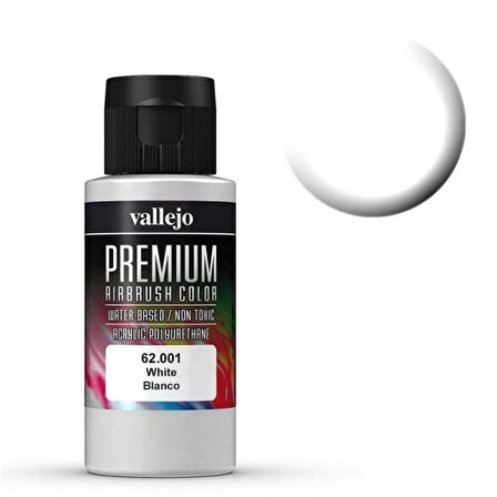 Vallejo 62001 60 ml. White, Opaque, Premium RC Color Serisi Model Boyası