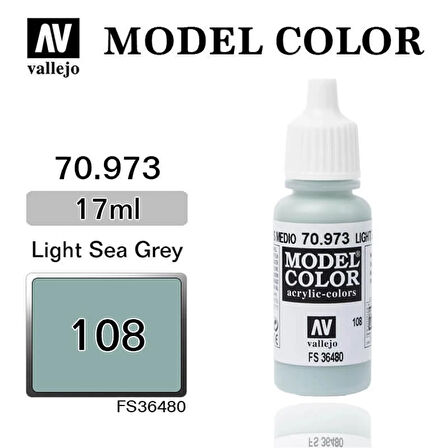 Vallejo 70973 18 ml. (108) Light Sea Grey-Matt, Model Color Serisi Model Boyası