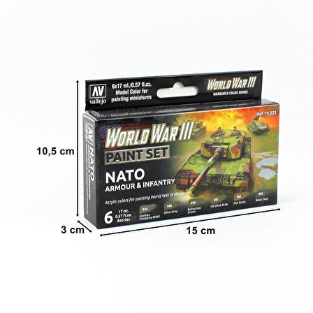 Vallejo 70223 6x18 ml. NATO Armour & Infantry, Model Color Serisi Model Boyası Seti