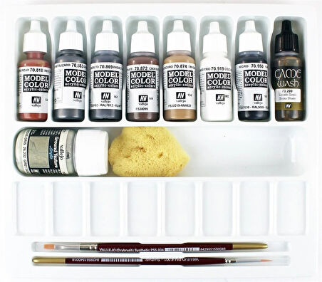 Vallejo 72220 9x18 ml. Kış Eskitme Seti ve Fırça, Model Color Serisi Model Boyası Seti