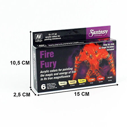 Vallejo 70243 6x18 ml. Fire Fury by Angel Giraldez, Model Color Serisi Model Boyası Seti