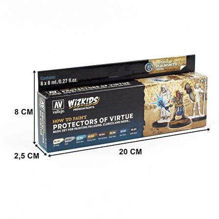 Vallejo 80252 8x8 ml. Protectors of Virtue, Wizkits Serisi Model Boyası Seti