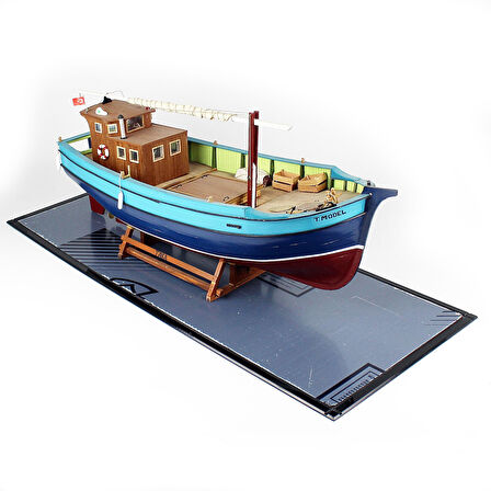 QD402 70 cm. Karadeniz Takası, Sergilemeye Hazır, Camekanlı Ahşap Gemi Modeli
