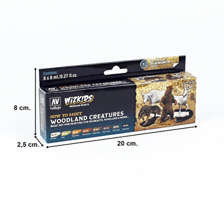 Vallejo 80254 8x8 ml. Woodland creatures, Wizkits Serisi Model Boyası Seti