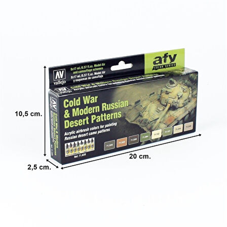 Vallejo 71620 8x18 ml. Cold War & Modern Russian Desert Patterns, Model Air Serisi Model Boyası Seti