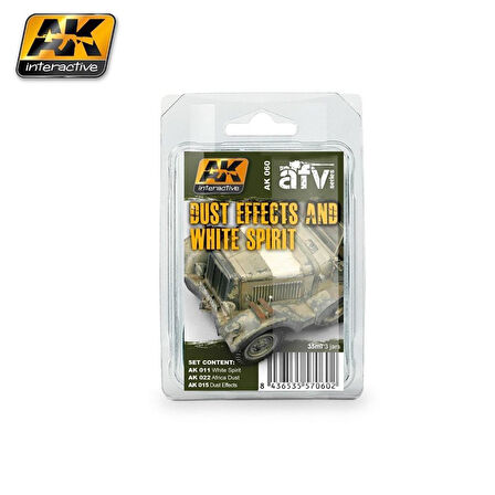 AK 060 3x35 ml. Toz Efektleri ve Beyaz İspirto, Enamel Model Boyası Seti