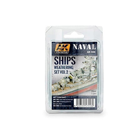 AK 556 3x35 ml. Deniz Araçları Eskitme Efekti VOL.2 Enamel Model Boyası Seti