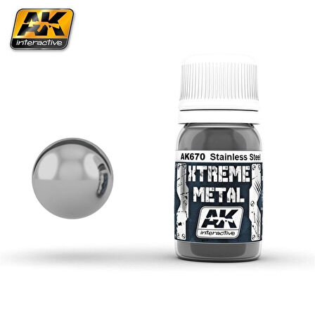 AK 670 30 ml. Paslanmaz Çelik Rengi, Xtreme Metal Serisi Model Boyası