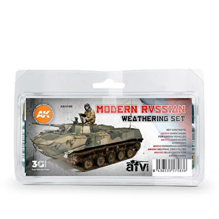 AK 4160 4x35 1x17 ml. Modern Rus Araçları Eskitme Efekti, Enamel Model Boyası Seti