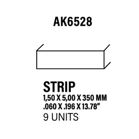 AK 6528  1.50 x 5.00 x 350 mm. Plastik Çubuk, 10 Adet