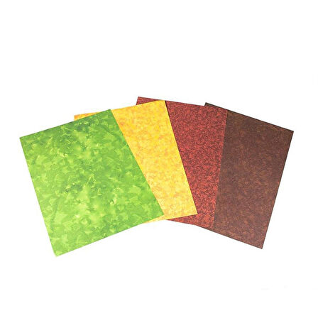 AK 8147 Renkli Yaprak Yapım Levhası, 4 Adet A4 Levha