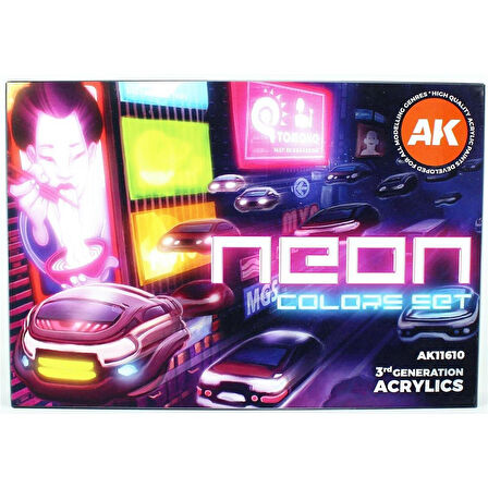 AK 11610 6x17 ml. Neon Renkleri, Akrilik Model Boyası Seti