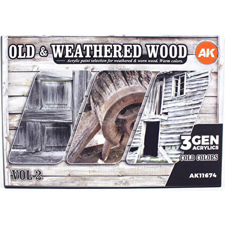 AK 11674 6x17 ml. Eski ve Yıpranmış Ahşap Renkleri-B, Akrilik Model Boyası Seti
